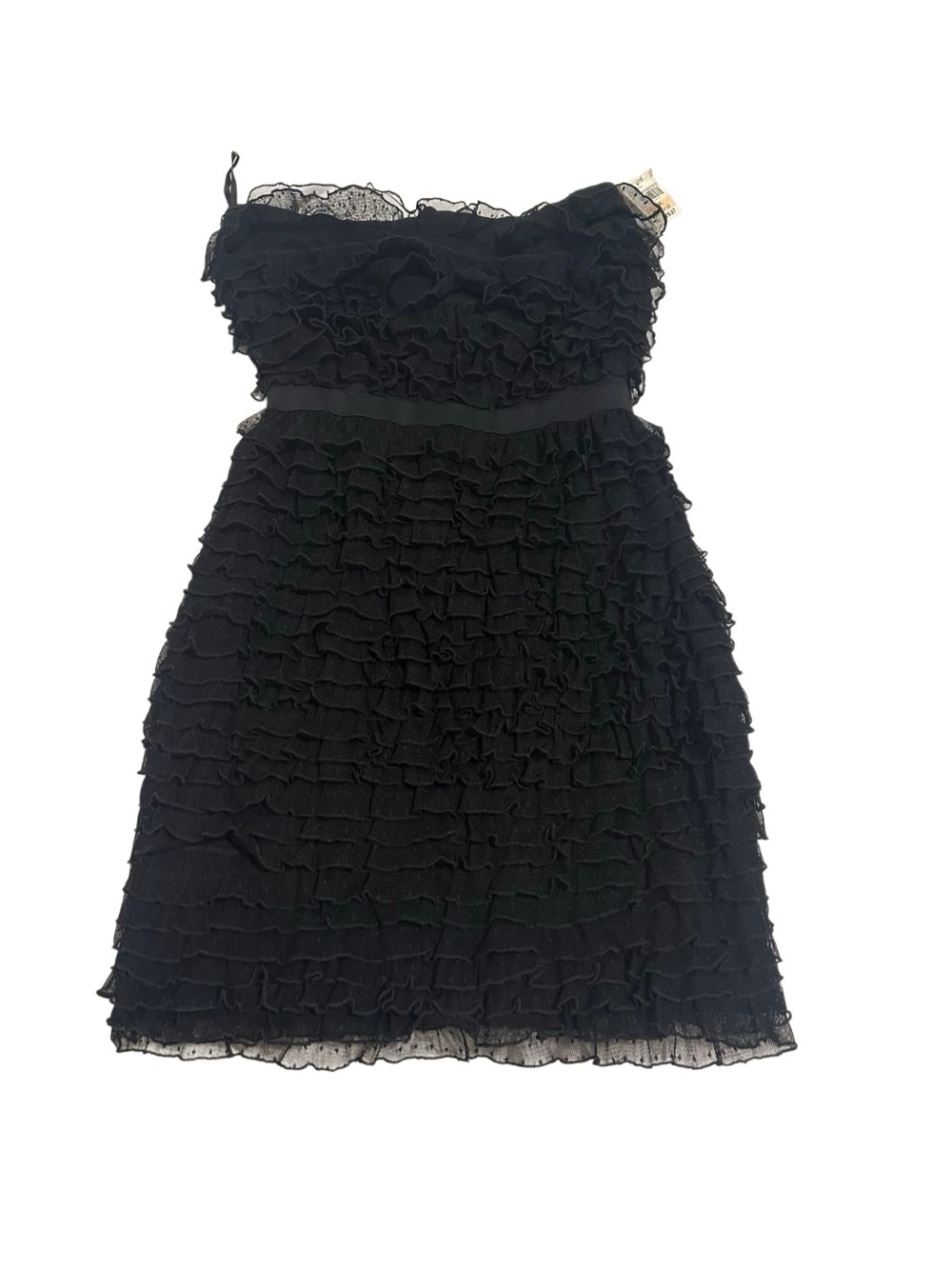 Diane Von Furstenberg Black Strapless Ruffle Cocktail Dress